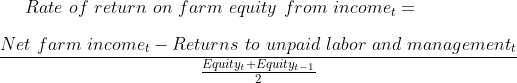 Rate of Return on Farm Equity from Income Formula